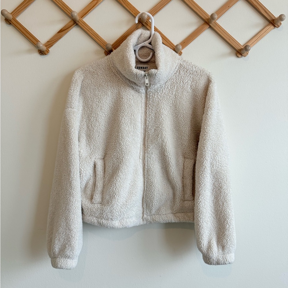 Aritzia Sunday Best Sherpa Mock Neck full Zip Jacket - Picture 1 of 11